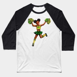 jamaican Reggae Rasta Inspirational motivational affirmation Cheer leader- Cheer Squad - anime girl cheerleader with Afro hair Jamaica Baseball T-Shirt